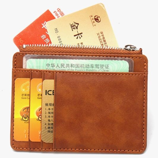 フラグメント ケース 本革多機能ファスナー付きクレジットカードケース