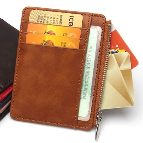 フラグメント ケース 本革多機能ファスナー付きクレジットカードケース