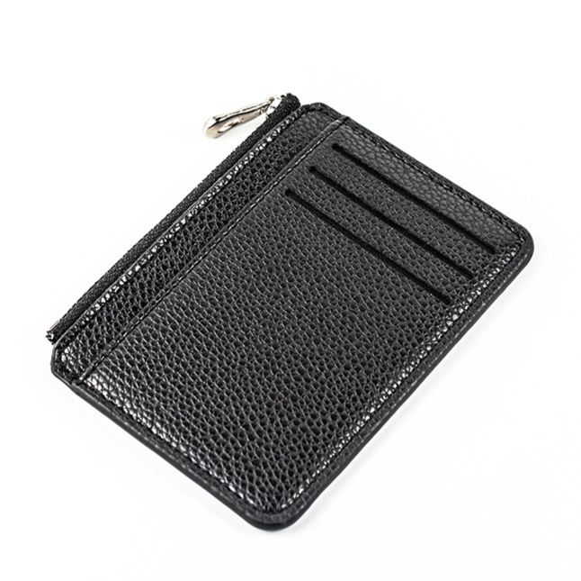 フラグメント ケース 型押しレザー調多機能ラウンドファスナーブラック小銭入れ