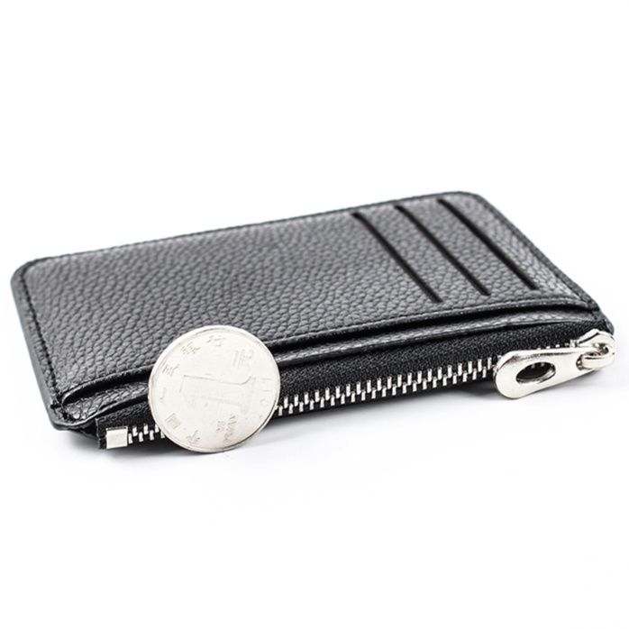 フラグメント ケース 型押しレザー調多機能ラウンドファスナーブラック小銭入れ