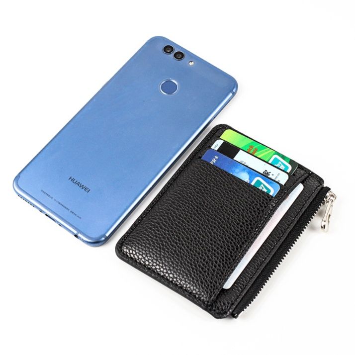 フラグメント ケース 型押しレザー調多機能ラウンドファスナーブラック小銭入れ