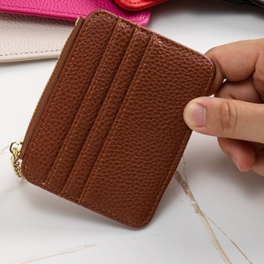 フラグメント ケース 型押しレザー風多機能ジッパー付きクレジットカードケース