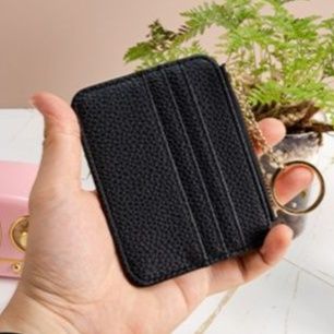 フラグメント ケース 型押しレザー風多機能ジッパー付きクレジットカードケース