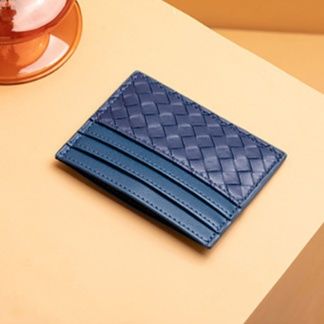 フラグメント ケース ネイビー編み込みデザイン本革