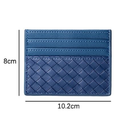 フラグメント ケース ネイビー編み込みデザイン本革