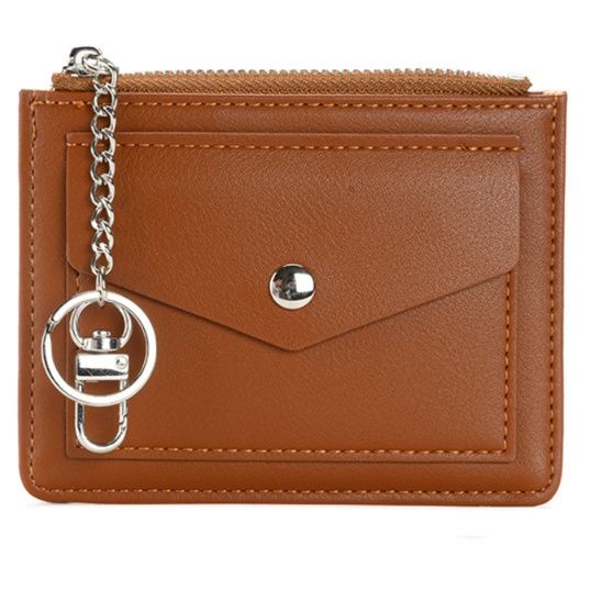フラグメント ケース ブラウン チェーン付き本革カード小銭入れ