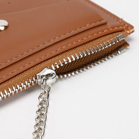 フラグメント ケース ブラウン チェーン付き本革カード小銭入れ