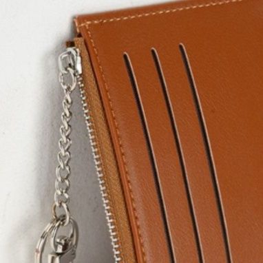フラグメント ケース ブラウン チェーン付き本革カード小銭入れ