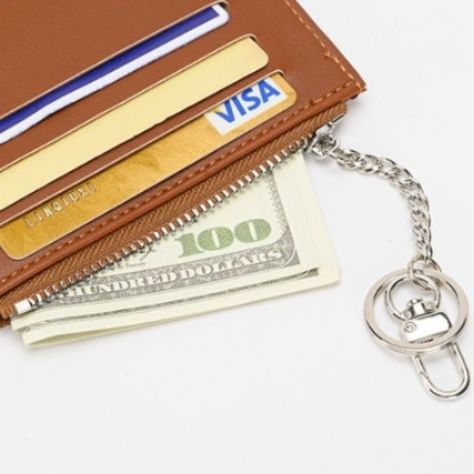 フラグメント ケース ブラウン チェーン付き本革カード小銭入れ