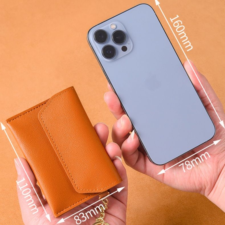 フラグメント ケース ブラウン 三つ折りコンパクト鍵リング付きカードケース