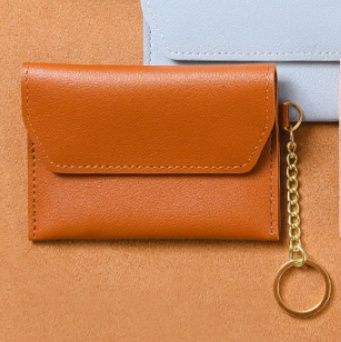 フラグメント ケース ブラウン 三つ折りコンパクト鍵リング付きカードケース