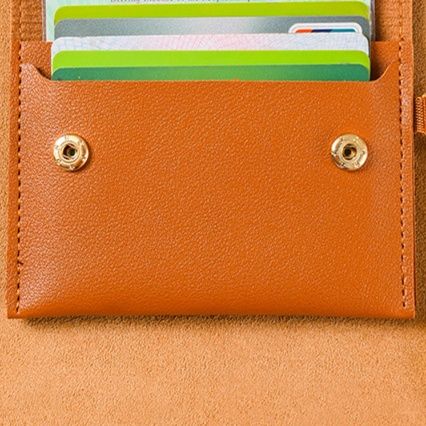 フラグメント ケース ブラウン 三つ折りコンパクト鍵リング付きカードケース