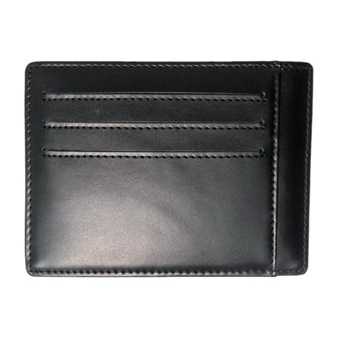 フラグメント ケース ブラック 薄型本革二つ折り札入れカード段付き