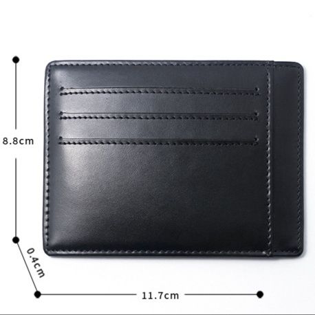 フラグメント ケース ブラック 薄型本革二つ折り札入れカード段付き