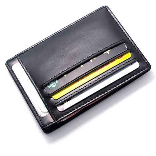 フラグメント ケース ブラック 薄型本革二つ折り札入れカード段付き