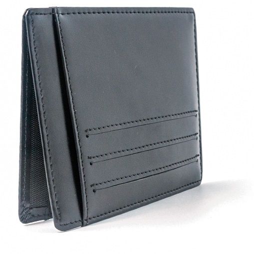 フラグメント ケース ブラック 薄型本革二つ折り札入れカード段付き