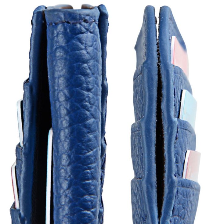 フラグメント ケース  ブルー 型押しレザー多機能カード収納二つ折り