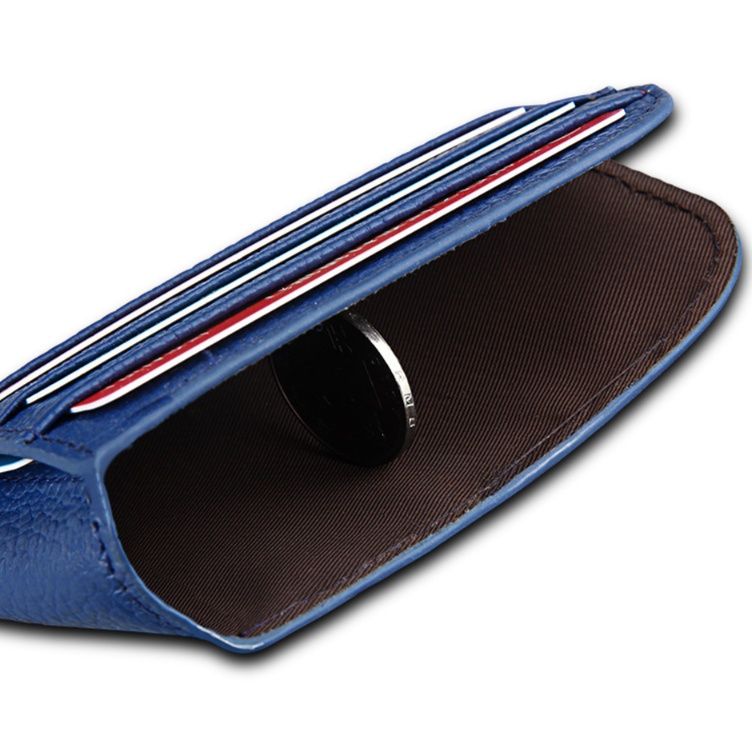 フラグメント ケース  ブルー 型押しレザー多機能カード収納二つ折り