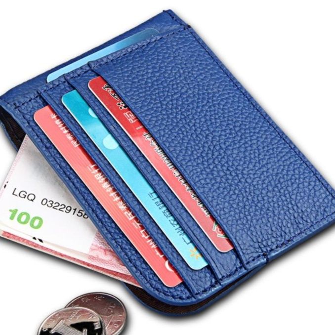 フラグメント ケース  ブルー 型押しレザー多機能カード収納二つ折り