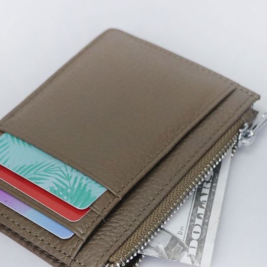 フラグメント ケース グレー シンプル薄型カードケース小銭入れ付き