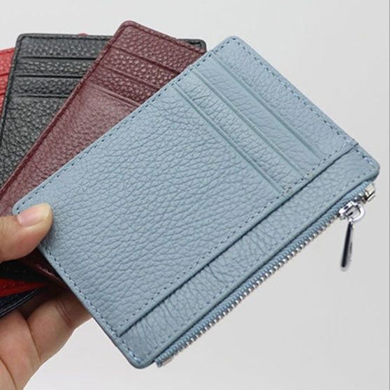 フラグメント ケース ブルー 本革シボ型押しファスナー付き