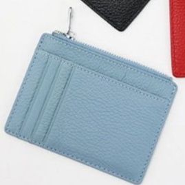 フラグメント ケース ブルー 本革シボ型押しファスナー付き