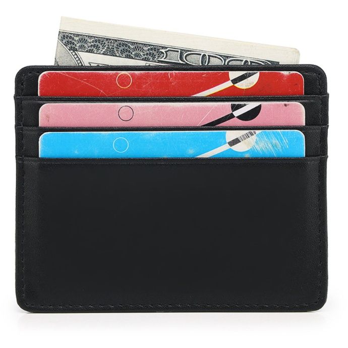 フラグメント ケース グリーン 本革製薄型カード複数収納可能