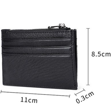 フラグメント ケース グリーン 本革多機能カード収納ジッパー付き小銭入れ