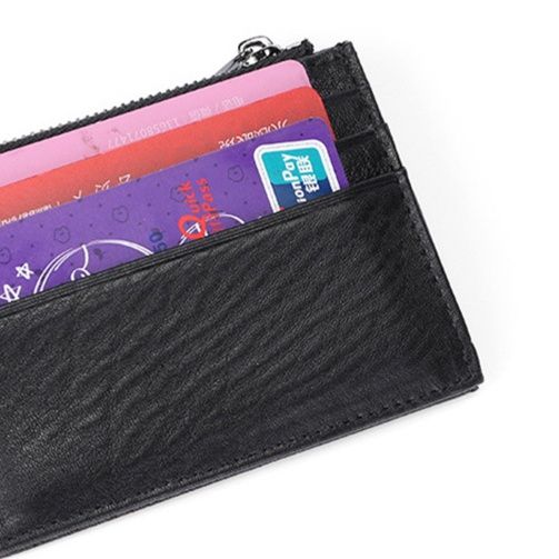 フラグメント ケース グリーン 本革多機能カード収納ジッパー付き小銭入れ