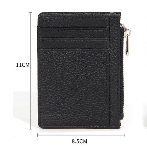 フラグメント ケース カーキ 本革薄型カード収納ファスナー付き