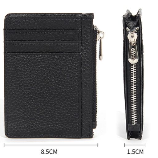 フラグメント ケース カーキ 本革薄型カード収納ファスナー付き