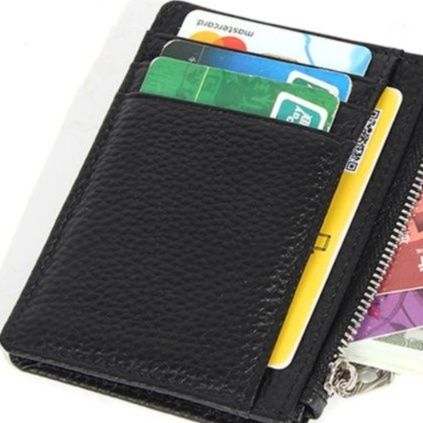 フラグメント ケース カーキ 本革薄型カード収納ファスナー付き