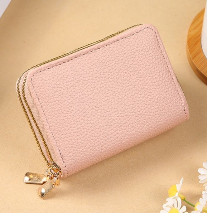 フラグメント ケース ダブルファスナー型押しレザー調クレジットカードケース