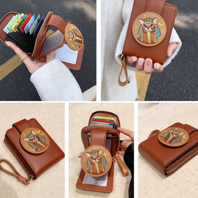フラグメントケース 古代猫神刺繍 カードケース