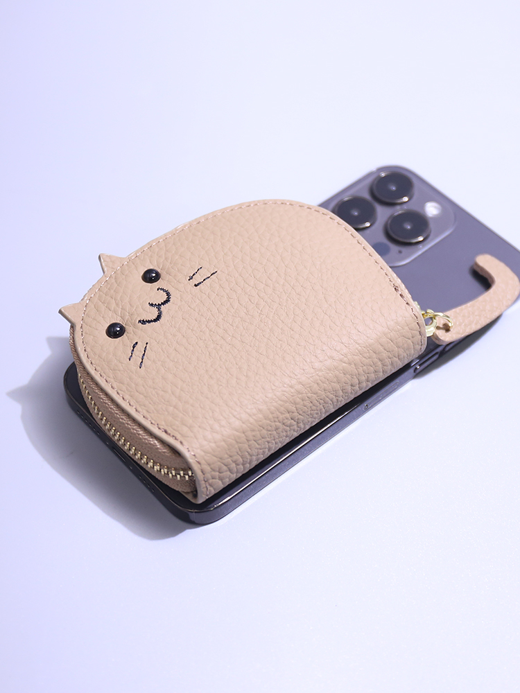 フラグメント ケース 猫の顔ミニポーチ型カードケース