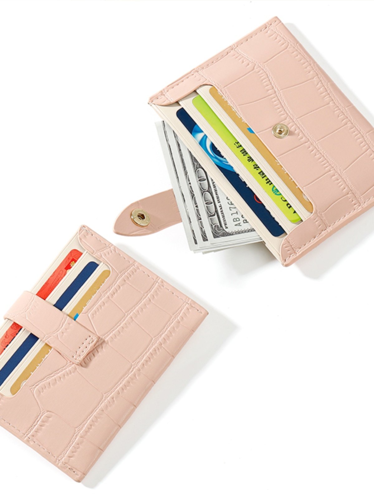 フラグメント ケース 型押しレザー調スナップボタン式カード入れ　クレジットカードケース