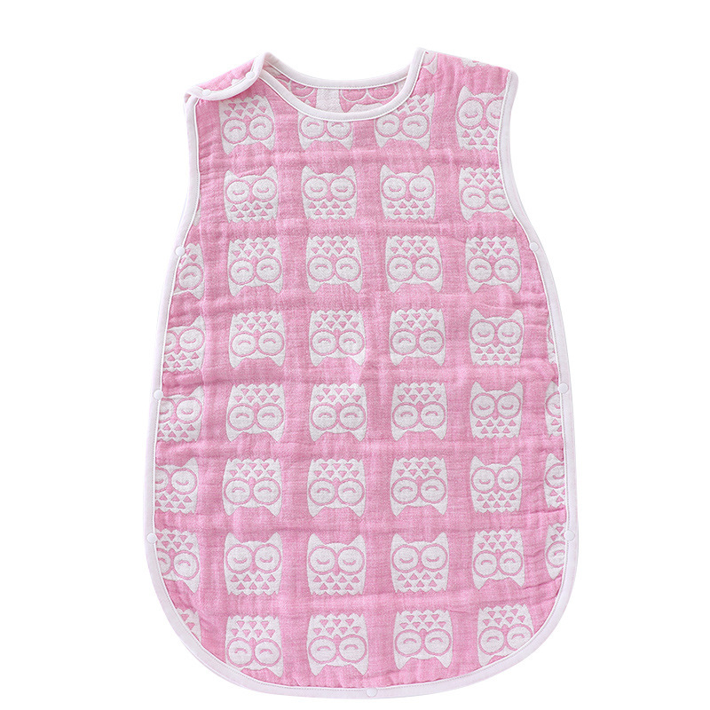 スリーパー ふくろう柄六重ガーゼ乳児用スリーパー