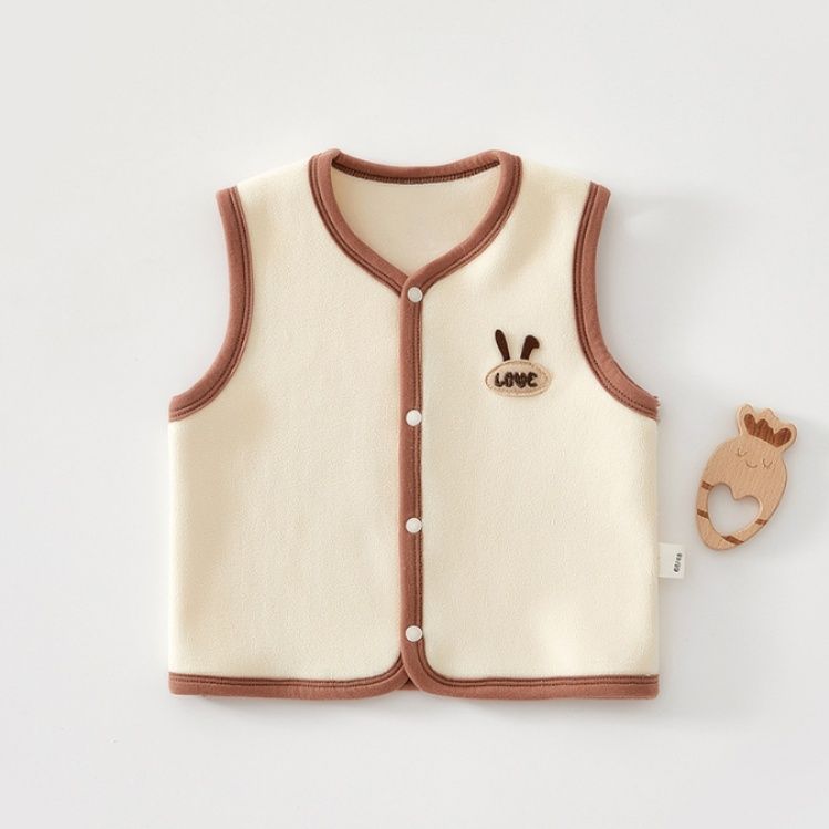 スリーパー うさぎ刺繍入りふわふわフリースベスト