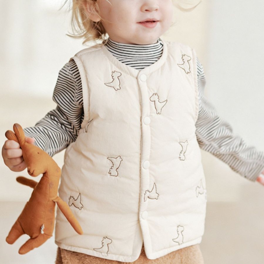 スリーパー 動物刺繍入りキルティングベストタイプスリーパー