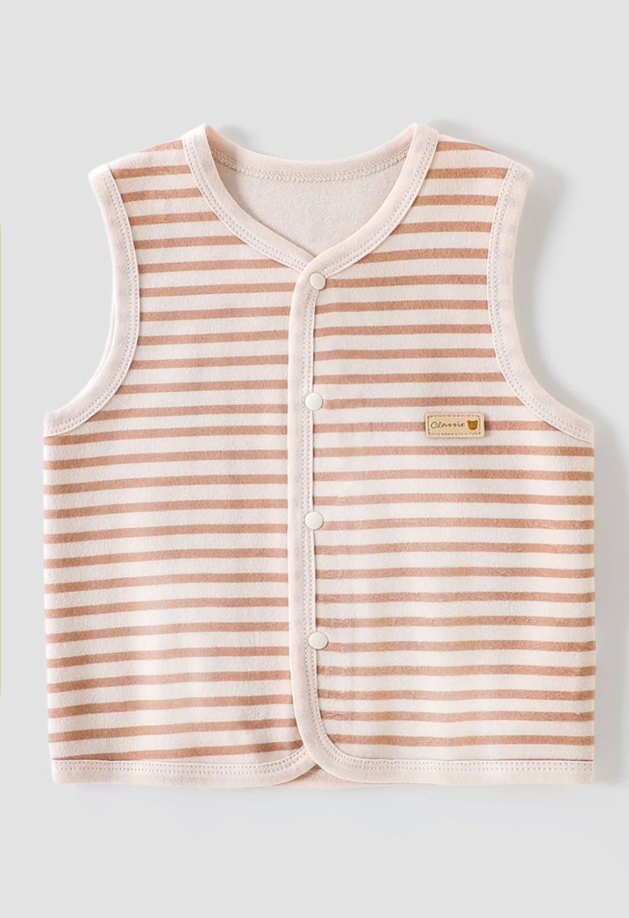 スリーパー 吸湿発熱ボーダー柄ベスト型スリーパー