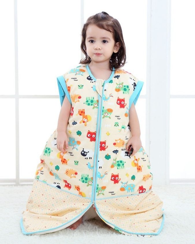 スリーパー 四季対応袖付き足開き分離式乳児用スリーパー