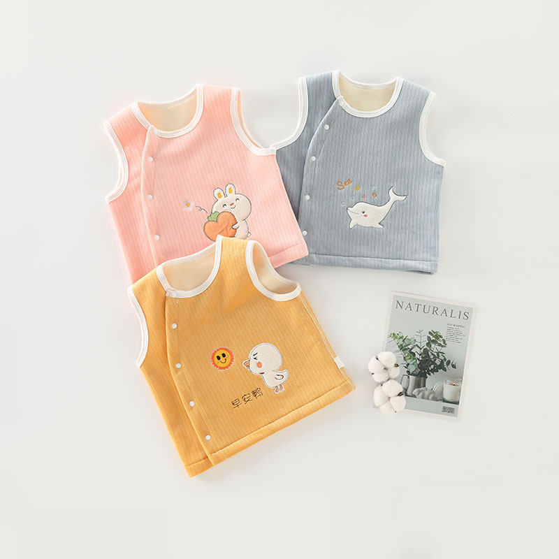 スリーパー 可愛い動物刺繍入り綿素材スリーパーベスト