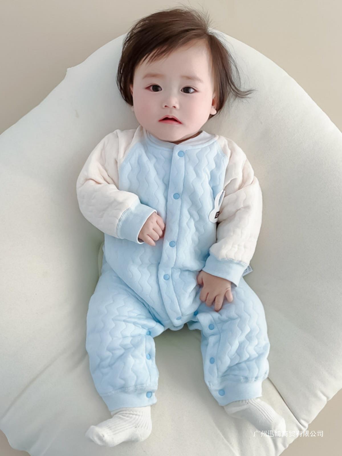 スリーパー 赤ちゃん用キルティング切替綿スリーパー