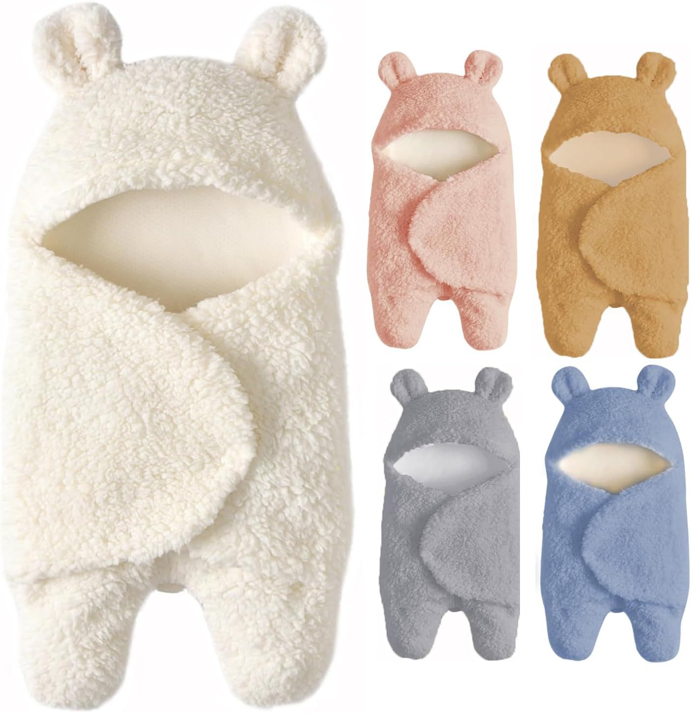 ふわふわ耳付きフード付き乳児用スリーパー