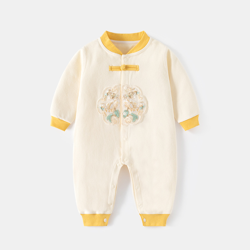 スリーパー 中華風刺繍入り綿素材ベビースリーパー