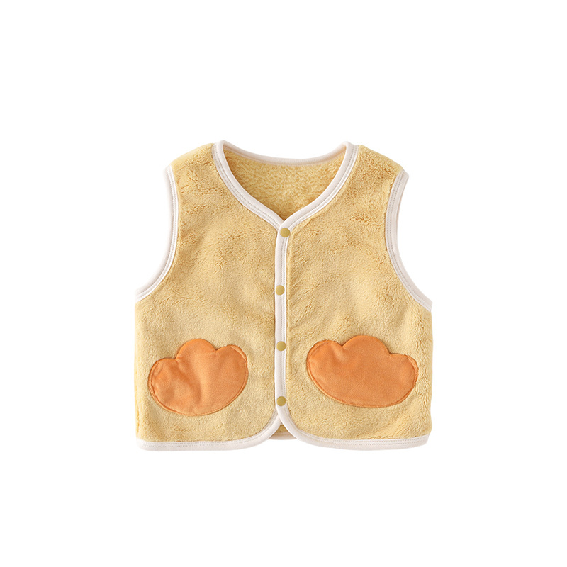 スリーパー 雲柄ポケット付きふわもこ袖なしスリーパー