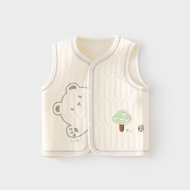 スリーパー くま刺繍付き綿入りあったかスリーパーベスト