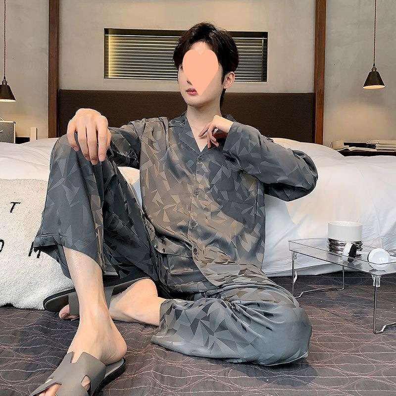 メンズパジャマ 艶やかモダン柄シルクパジャマ