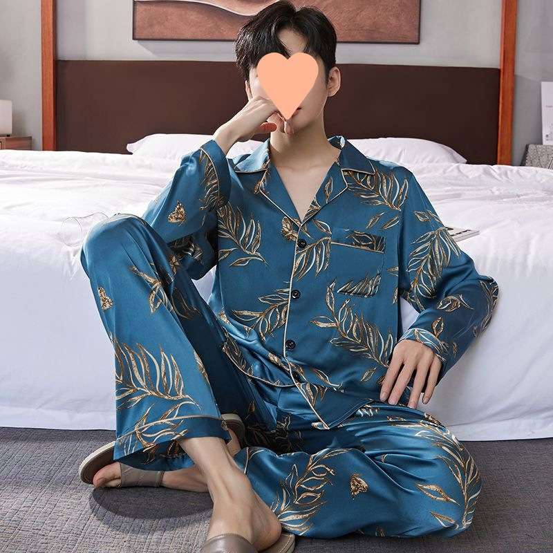 メンズパジャマ 艶やかモダン柄シルクパジャマ