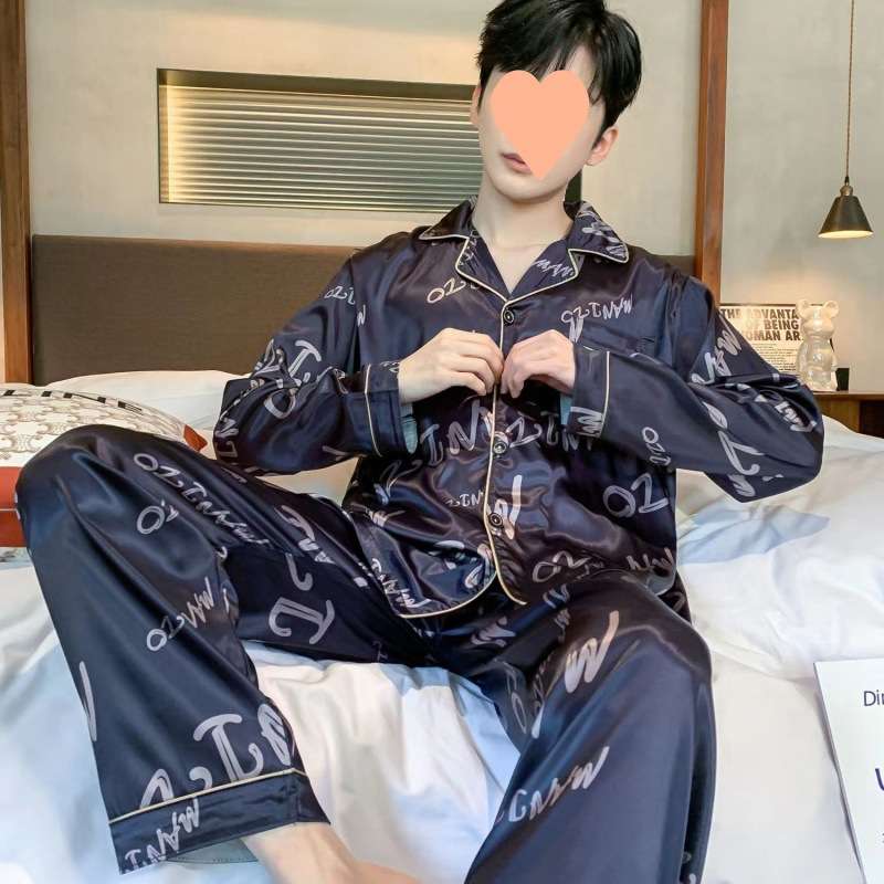 メンズパジャマ 艶やかモダン柄シルクパジャマ